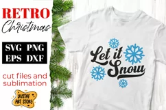 Retro Christmas SVG "Let it Snow" quote. Vintage design Product Image 1
