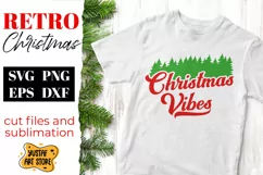 Retro Christmas SVG "Christmas Vibes" quote. Vintage design Product Image 1