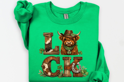 St Patrick's Day png | Lucky Highland Cow Shirt Design Product Image 5