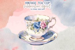 Vintage Tea Cup Sublimation Clipart Product Image 13