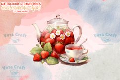 Watercolor Strawberries Desserts Sublimation Clipart Product Image 13