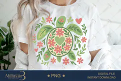Boho Floral Sea Turtle Watercolor PNG | Ocean Animal Clipart Product Image 2