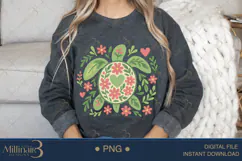 Boho Floral Sea Turtle Watercolor PNG | Ocean Animal Clipart Product Image 4