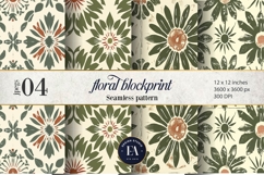 Retro Floral Block Print | Geometric Floral Pattern Product Image 1