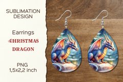 Christmas Dragon | Earring Teardrop | Sublimation Design Product Image 1