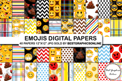 Emojis Digital Papers, Emoji Emoticons Digital Paper Pack Product Image 1
