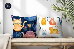 Vintage Watercolor Teapots Seamless Cartoon Digital Paper Product Image 2