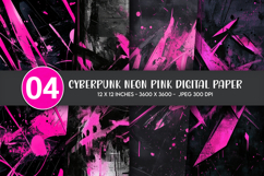 Cyberpunk Neon Pink Digital Paper Product Image 1