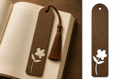 Minimalist Wooden Flower Bookmark with Tassel for Book Lover Product Image 1