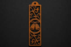Festive Bells and Floral Scrollwork Wooden Bookmark Product Image 1