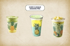 Matcha Pineapple Latte Clipart Bundle 5PNG Product Image 2