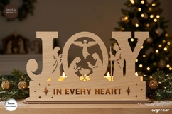 Nativity Joy Candle Holder Laser Cut | Glowforge | SVG Product Image 1