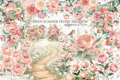 Siren Summer Peony Meadow Clipart Product Image 1