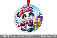 Cute Panda Christmas Ornament. Christmas Panda Sublimation Product Image 1
