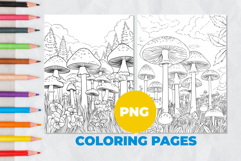 Mushroom forest Coloring Pages | Coloring book Product Image 1