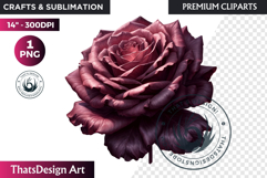 Moody Rose Gold &amp; Mauve Flowers PNG, Dark Romance Clipart Product Image 1