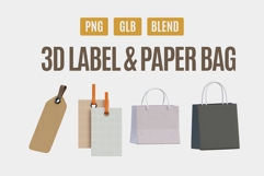 3D Label &amp; Paper Bag Icons Pack 03 Product Image 1