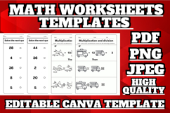 Editable Multiplication and division Math template 2 Product Image 3