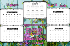 2027 horizontal Calendar with flower frame 2 Product Image 1