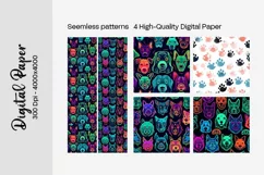 Dog Paw Digital Paper Seamless Scrapbook Paper Product Image 3