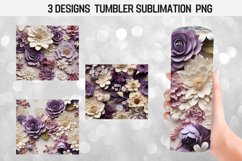 BUNDLE 3D Flowers Skinny Tumbler Wrap Sublimation Design PNG Product Image 6