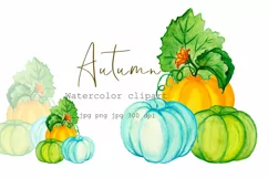 Watercolor clipart autumn.Pumpkin sublimation. PNG JPG Product Image 1
