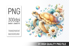 Summer Turtle Clipart PNG Bundle, High Quality PNG Files Product Image 12