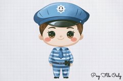 Watercolor Cute Police Clipart PNG Product Image 1