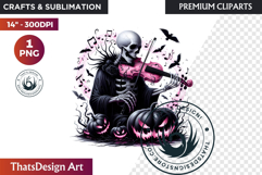 Pink &amp; Black Gothic Halloween Skeleton Clipart PNG, Skull Product Image 1
