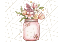Flowers in Glass Jars PNG, Rustic Floral Watercolor Clipart Product Image 5