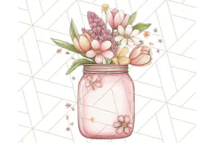 Flowers in Glass Jars PNG, Rustic Floral Watercolor Clipart Product Image 5