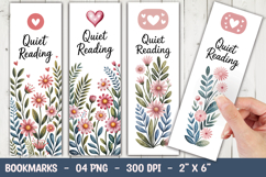 Quiet Reading Floral Bookmark Sublimation Product Image 1