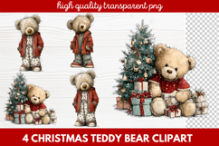 4 Christmas Teddy Bear Clipart | Cute Holiday Bear PNG Illus Product Image 1