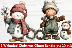 2 Whimsical Christmas Clipart | Cute Festive Holiday PNG Product Image 1