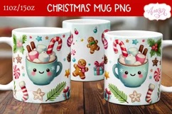 Cute Christmas mug PNG wrap, Hot cocoa coffee mug PNG Product Image 1
