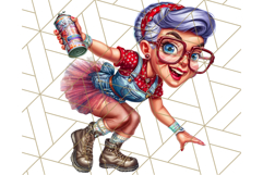 Wild Grandma Clipart PNGs, Funny Quirky Old Ladies Product Image 5