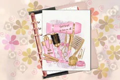 Pink Hair Salon Sublimation PNG Beauty Tools Design Product Image 8