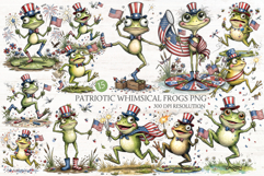 Patriotic Whimsical Frogs PNG Clipart Product Image 1