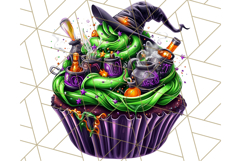Halloween Cupcake PNG Clipart with Witch Hats and Ghosts Product Image 5