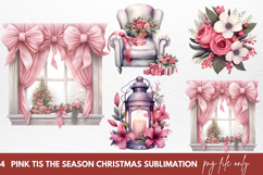 Pink Tis The Season Christmas Sublimation Clipart Product Image 1