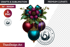 Christmas Jewel Baubles Clipart | Elegant Holiday Ornaments Product Image 1