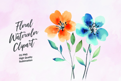 Watercolor floral clipart sublimation Product Image 1