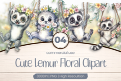 Cute Lemur Clipart PNG Product Image 1