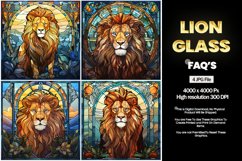 Lion Stained Glass Square Coaster - 04 Variations Product Image 2