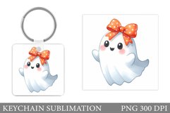 Cute Ghost Keychain Design. Cute Ghost Sublimation Product Image 1