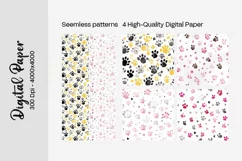 Dog Paw Digital Paper Seamless Scrapbook Paper Product Image 2