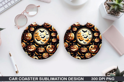 Pumpkins Car Coaster Sublimation| Halloween Coaster PNG Product Image 1