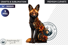 Floral Wolf Fantasy clipart, Botanical Wildlife Graphics PNG Product Image 1