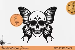 Halloween skull with butterfly wings, Svg File For Cricut. Product Image 1