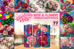 Valentine’s Day Rose &amp; Flowers Tumbler Wrap PNG Big Bundle Product Image 1